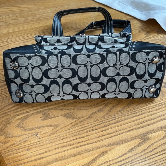 Coach F13977 Signature Domed Jacquard Shoulder Khaki Canvas Satchel - Picture 8 of 13